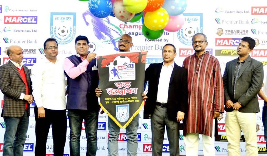 Deputy Minister for Youth and Sports Arif Khan Joy inaugurating the Marcel Bangladesh Championship League Football by releasing the balloons as the chief guest at the Bangabandhu National Stadium on Saturday.