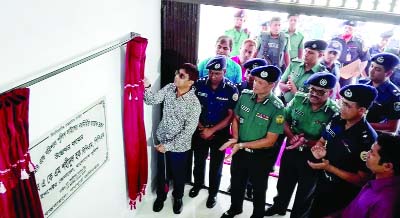 BARISAL: IGP AKM Shahidul Haque inaugurating newly- constructed barrack of Range Reserve Force at Barisal Police Line on Friday.