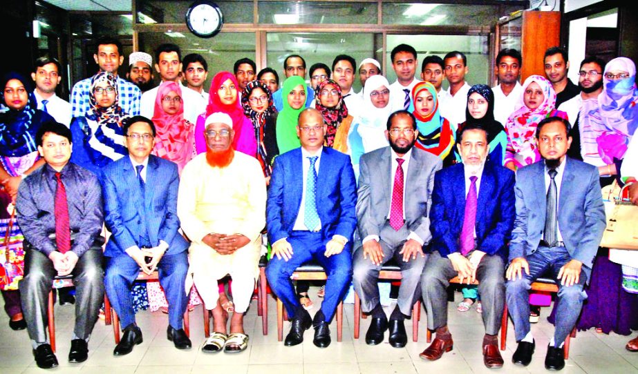 Abdus Samad (Labu), Chairman of Al-Arafah Islami Bank Limited inaugurates a Foundation Course on Banking for its newly recruited officers in the city recently. Abdul Malek Mollah, Director and Md. Habibur Rahman, Managing Director of the Bank were also pr