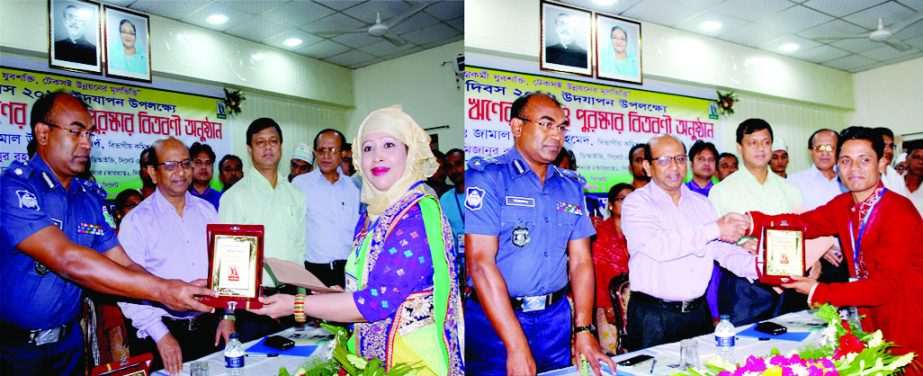 SYLHET: Sharmin Kabir, General Secretary, Anonna Social Welfare Association and Md Saidur Rahman, President, Dhrubotara Youth Development Foundation receiving the best youth organisation's award from Md Jamal Uddin Ahmed, Commissioner, Sylhet Division