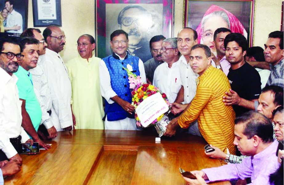 Leaders and activists of Bangabandhu Foundation greeted newly elected General Secretary of Bangladesh Awami League Obaidul Quader by giving wreaths at a ceremony held recently at the office of Awami League President in the city's Dhanmondi.