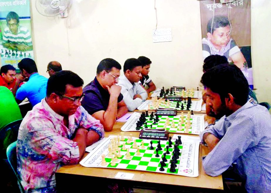 A scene from the matches of the Walton Second Division Chess League at the Bangladesh Chess Federation hall-room on Friday.