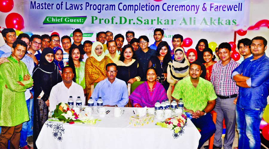 The course completion ceremony and farewell of 5th batch of Masters of Law -LLM (Evening )was held at Law Department of Jagannath University with Prof Dr Sarker Ali Akkas , Dean of Faculty of Law of the University in the chair on Sunday. The function