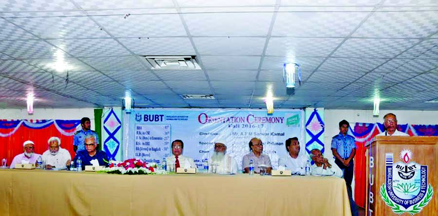 Speakers at a 'Fall Semester Orientation' of Bangladesh University of Business and Technology (BUBT) on its permanent campus in Rupnagar on Sunday.