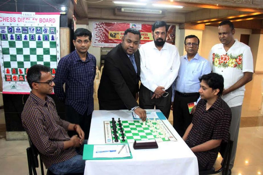 Chairman and CEO of Omicon Group Engineer Mehedi Hasan formally opens the Omicon 42nd National A Chess Championship at the auditorium of National Sports Council Tower on Tuesday.