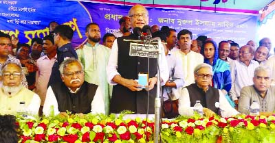 SYLHET: Education Minister and Presidium Member of Bangladesh Awami League Nurul Islam Nahid addressing a public meeting at Gulapganj in Sylhet on Thursday afternoon.