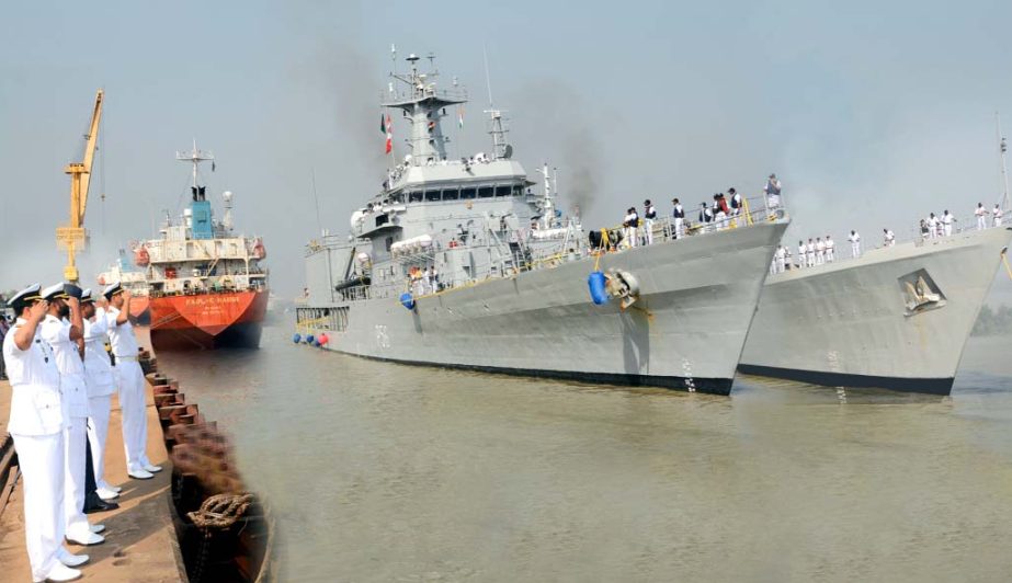 Two Naval training ships of India arrived in a goodwill visit at Chittagong Dry Dock yesterday.
