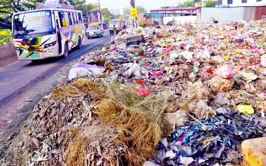 Plastic bottles and other waste dumped by the local cleaners beside Dhaka-Sylhet highway are spreading bad smell and polluting environment and also causing immense sufferings to the local residents, but the authorities remain awfully indifferent. This sna