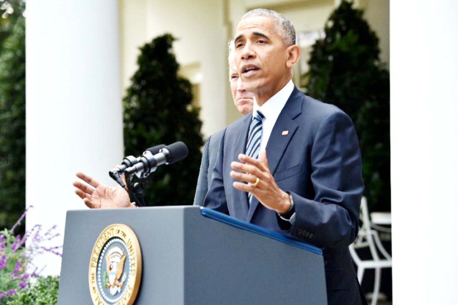 President Barack Obama addresses the nation publicly for the first time since the shock election of Donald Trump as his successor on Sunday at the White House in Washnigton, DC.