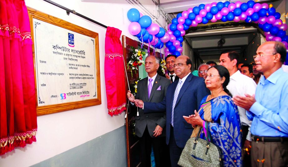 Prof. Dr. A A M S Arefin Siddique, Vice-Chancellor of University of Dhaka inaugurating renovated and modernized "Computer Laboratory" of the Department of Information Science and Library Management of the university on Sunday. Shahid Hossain, Managing D