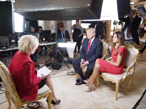 President-elect Donald Trump giving an interview with 60 Minutes' Lesley Stahl that aired Sunday night on CBS.