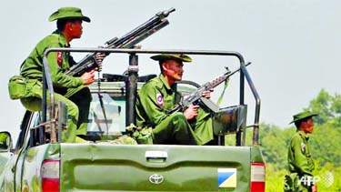 Myanmar troops patrolling Rohingya Muslims areas in Myanmar's Rakhine State. Internet photo