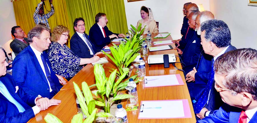 A delegation of the EU Parliamentary Committee led by Mr. Bernd Lange called on BNP Chairperson Begum Khaleda Zia at the latter's Gulshan office in the city on Thursday.