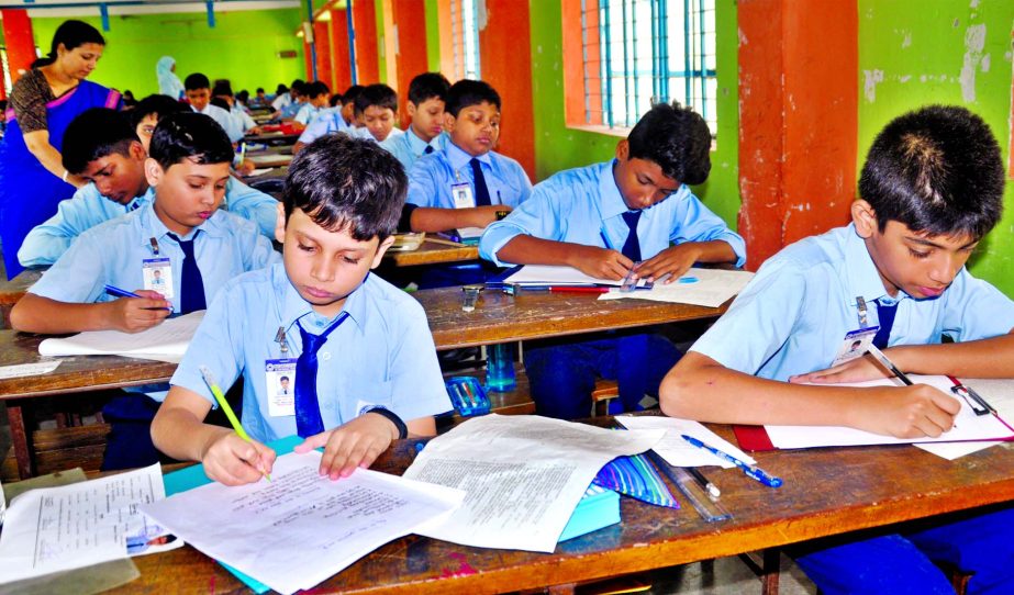 Primary Education Completion (PEC) examinations begin on Sunday. This photo was taken from Segun Bagicha High School in city.