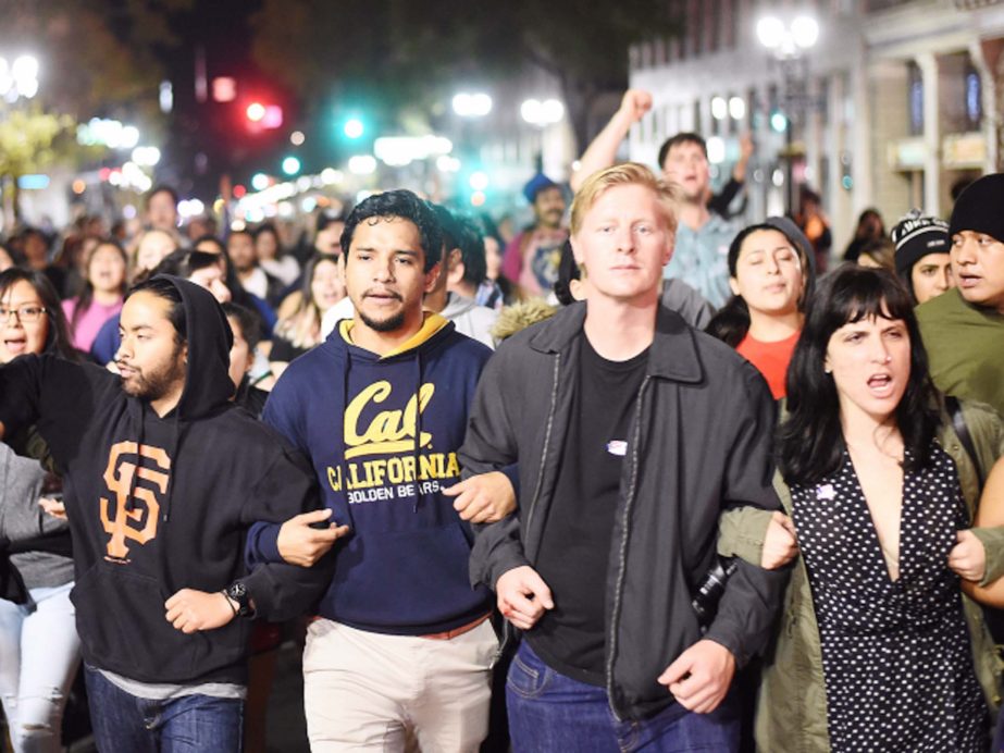 California students protest trump presidency.