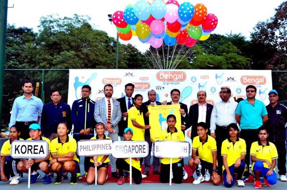 President of Bangladesh Tennis Federation and State Minister for Foreign Affairs Md Shahriar Alam inaugurating the Bengal Plastics Asian Under-14 Series Tennis Competition by releasing the balloons as the chief guest at the National Tennis Complex in Ramn