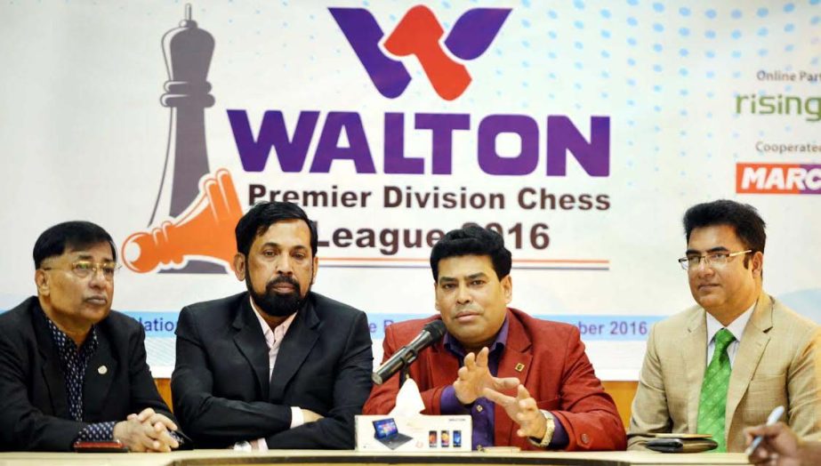 Head of Sports and Welfare Department of Walton Group FM Iqbal Bin Anwar Dawn speaking at a press briefing at the conference room of Bangabandhu National Stadium on Tuesday.