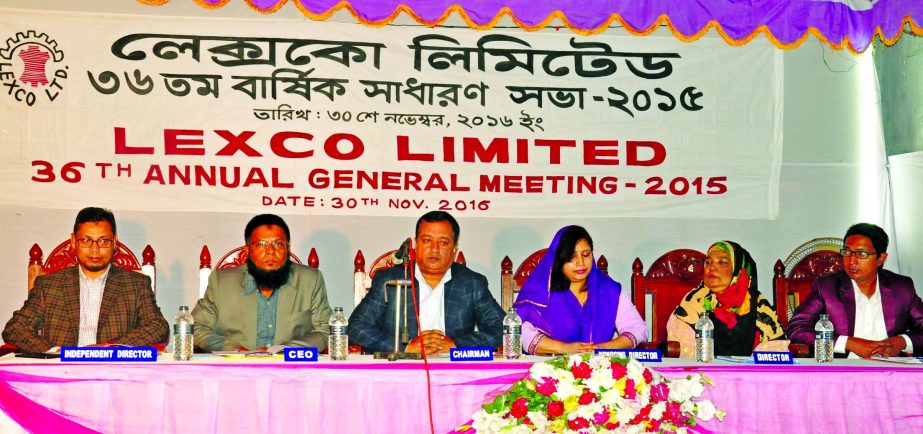 MA Kader, Chairman of Lexco Limited presided over the 36th Annual General Meeting at company head office in the city on Wednesday. It was disclosed in the AGM that the company incurred net loss of Tk. 3 crore and twenty three lakh ninety thousand two hund