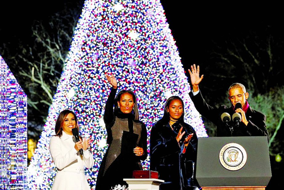 The president was joined by his wife Michelle, daughter Sasha and actress Eva Longoria, who hosted the event.