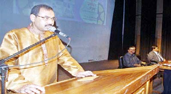 CCC Mayor AJM Nasir Uddin speaking at the inaugural ceremony of Indian Film Festival as Chief Guest yesterday.