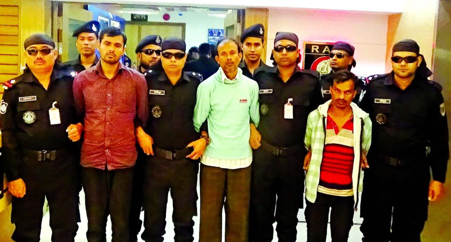 Three persons were picked up by RAB men from in front of City's Siddheswari Degree College for their alleged link with abduction of migrants in Malaysia for sharing ransom.