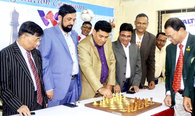 FM Iqbal Bin Anwar Dawn, Head of Sports and Welfare Division of Walton Group inaugurating the Premier Division Chess League-2016 at the Bangladesh Chess Federation hall-room on Monday.