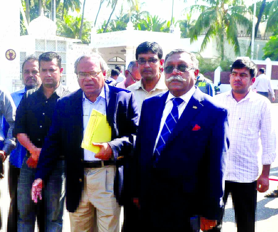BNP Vice-Chairman Major Gen (Retd) Ruhul Alam Chowdhury and Senior Joint Secretary General Ruhul Kabir Rizvi reached Bangabhaban on Tuesday to submit 13-point proposals of BNP Chairperson Begum Khaleda Zia for formation and strengthening Election Commissi
