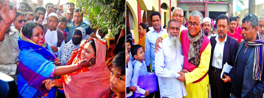 As election to Narayanganj City Corporation is drawing near Awami League-backed mayoral candidate Selina Hayat Ivy (left) and BNP-blessed Sakhawat Hossain Khan are passing busy hours in their electioneering to woo voters on Wednesday.