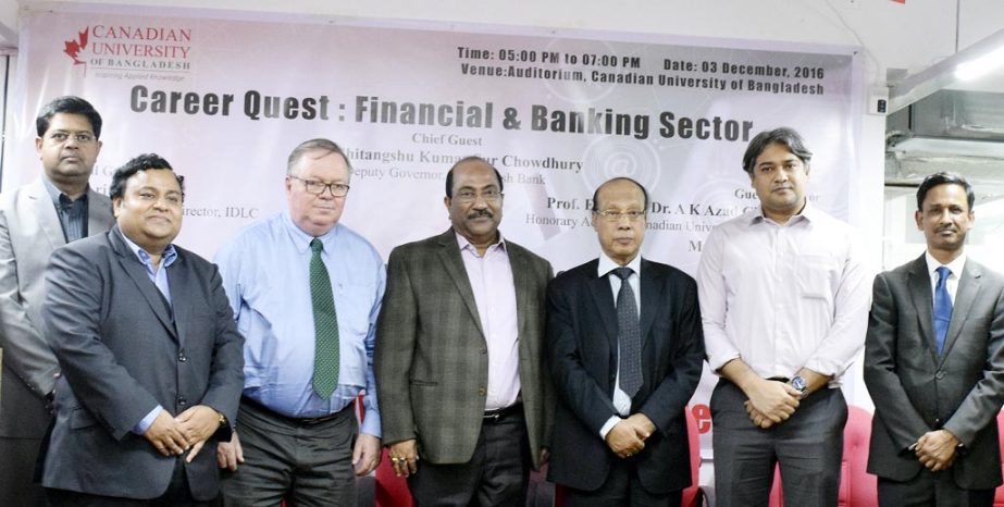 Shitangshu Kumar Sur Chowdhury, Deputy Governor, Bangladesh Bank is seen at a career development program branded as 'Career Quest: Financial and Banking Sector' held at Canadian University of Bangladesh on Saturday.