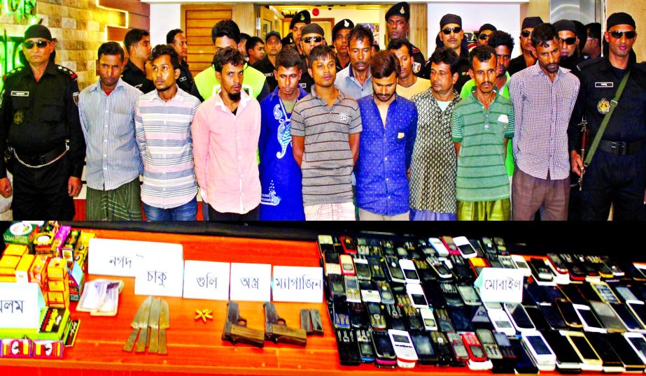 Thirteen members of dope and snatching gangs were arrested by RAB-2 with explosives and some mobile phones and laptops from city's separate areas on Saturday night.