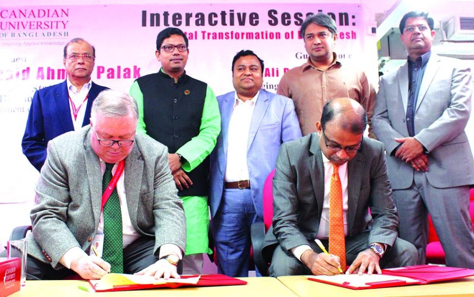 Ali Reza Iftekhar, Managing Director and CEO, Eastern Bank Limited (EBL) and Prof. Dr. William H. Derrenger, Vice Chancellor, Canadian University of Bangladesh (CUB) recently signed a Memorandum of Understanding (MOU) on providing educational training and