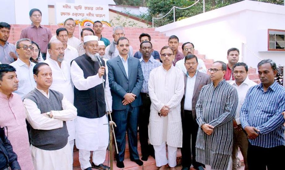 Alhaj A B M Mohiuddin Chowdhury, President, Chittagong City Awami League speaking at a discussion meeting on the Martyred Intellectuals Day yesterday.