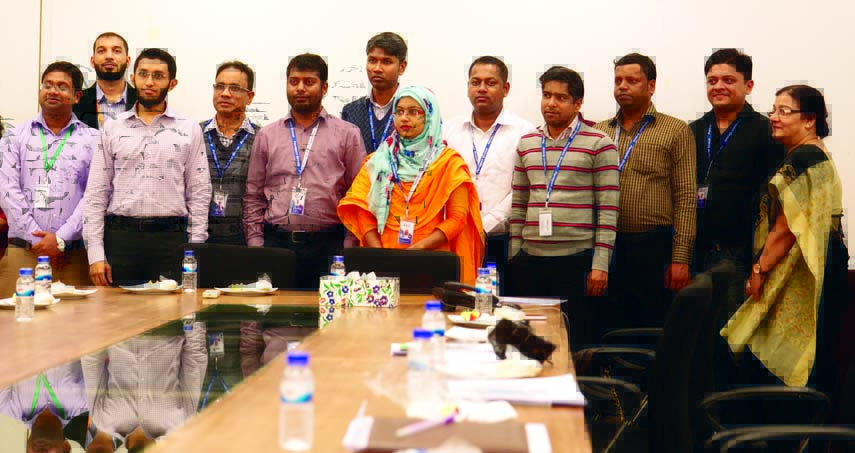 Reshma Mohsen, Chairperson, EEDP and Moshiur Rahman, MD Paragon Group seen at the certification ceremony of a month-long "Business Professional Communication Corporate Training" arranged for the officials of Paragon Group at Paragon House in the city on