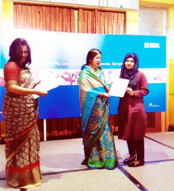 Dr Shirin Sharmin Chaudhury, MP, Speaker of the Parliament, distributing the certificates among the awardees of O-Level and A-Level examinations of Bangladesh in a ceremony held at Hotel Westin in the city recently.