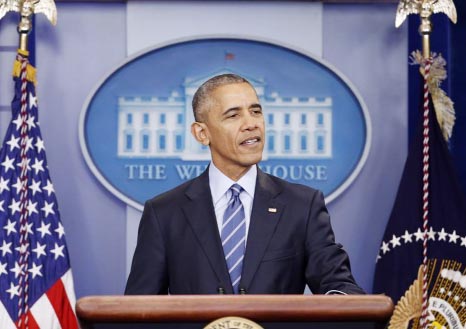 President Obama speaks during a news conference at White House.