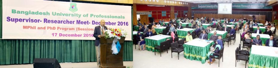 Pro-VC of Bangladesh University of Professionals Prof Dr Nazmul Ahsan Kalimullah, BTFO speaks at an orientation program held at the University campus on Saturday where MPhil and PhD supervisors and researchers were introduced. BUP center for Higher Studie