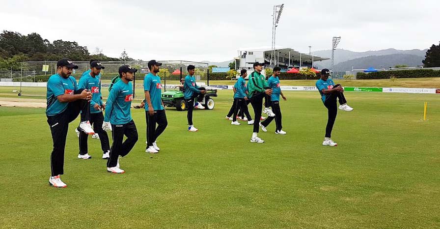 Players of Bangladesh National Cricket team during a training session at Cobham Oval, Whangarei on Wednesday.