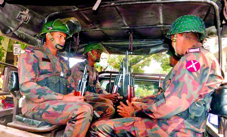 Border Guard Bangladesh (BGB) forces are patrolling the Narayanganj city streets to maintain law and order as NCC goes to polls today.