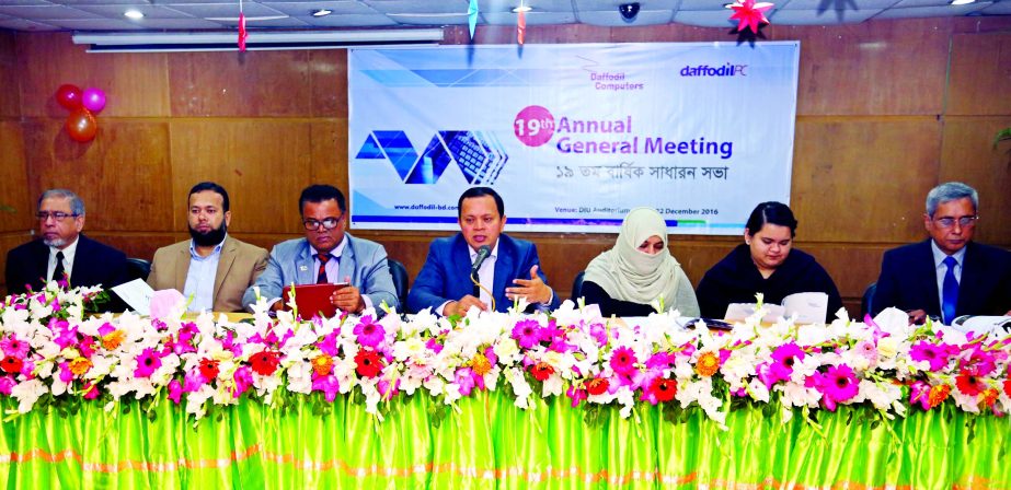 Shahana Khan, Chairman, Daffodil Computers Ltd presided over its 19th Annual General Meeting of year 2015-2016 in the cityrecently. The AGM approved 15 percent cash dividend for its shareholders. Md Sabur Khan, Managing Director, Other Directors, Company