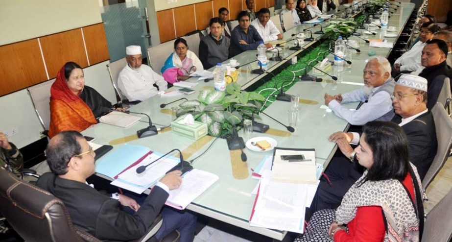 CCC Mayor AJM Nasir Uddin speaking as Chief Guest at a meeting of managing committee of four educational institutions run by the Corporation at Nagar Bhaban yesterday.