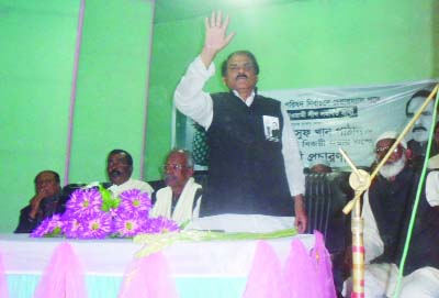 MYMENSINGH: District Council election campaign is going on in full swing .AL candidate Yusuf Khan Pathan seen campaigning in a meeting recently.