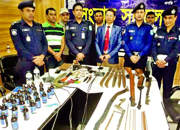 Police on Sunday raided at Room No-205 of Zia Hall of Government Haraganga College in Munshiganj district, where college unit BCL President Nibir Ahmed resides and recovered firearms, lethal weapons and contraband drugs.