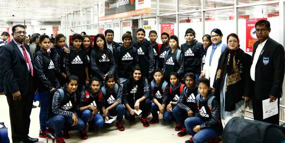 Members of Bangladesh Women's Football team reached at Siliguri India on Monday.