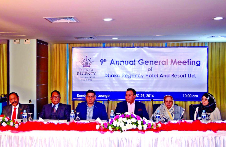 The 9th Annual General Meeting of Dhaka Regency Hotel and Resort Limited was held in the city recently. Musleh Uddin Ahmed, Chairman, Kabir Reza - Managing Director, other Board Members, Executive Director, Company Secretary, respected shareholders and ot