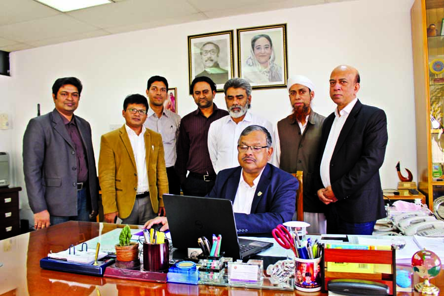 LGED Chief Engineer Shyama Prosad Adhikari inaugurating e-filing activities at its Head Quarters in the city on Thursday.