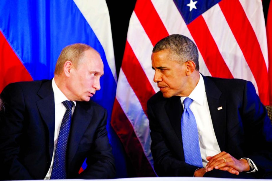 FACE-TO-FACE: US President Barack Obama and Russian President Vladimir Putin exchange icy stares.