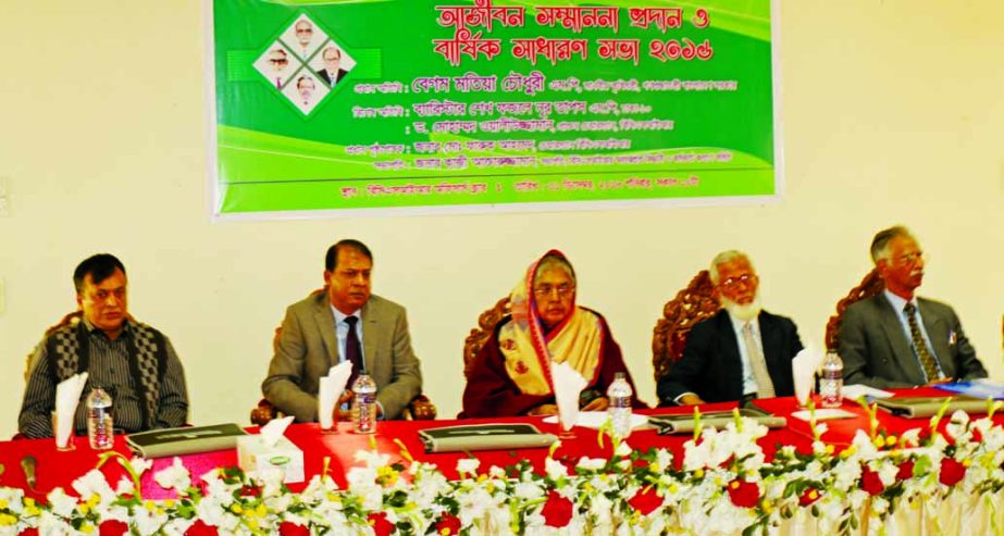 Agriculture Minister Motia Chowdhury MP delivering her speech as chief guest on Sunday in the occasion of giving life time achievement to four scientists for their contribution to BCSIR. The scientist are; Syed Fazle Rabbi, Dr Abdul Khalek, Dr Shamim Jaha