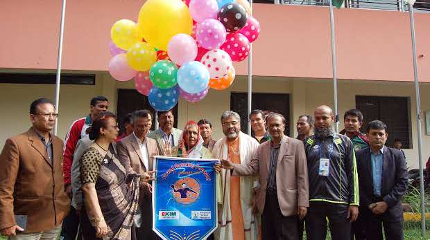 Minister for Agriculture Begum Matia Chowdhury inaugurating the EXIM Bank 26th National Men's Handball Championship by releasing the balloons as the chief guest at the Shaheed (Captain) M Mansur Ali National Handball Stadium on Sunday.