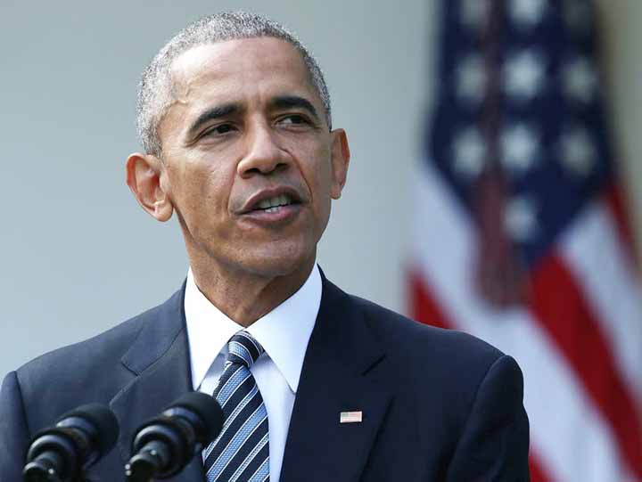 U.S. President Barack Obama makes a statement on the election results at the Rose Garden of the White House.