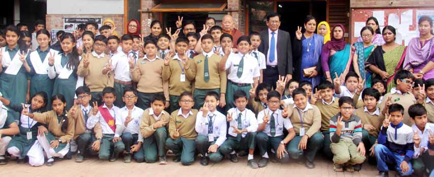 Students of Banophool Adibashi Greenheart College at a celebration rejoicing their success in Junior School Certificate and Primary Education Completion examinations this year held in the college campus recently.